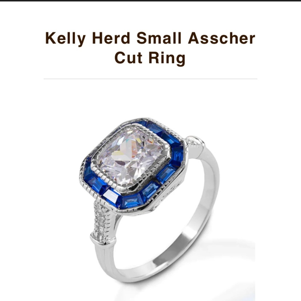 Silver and Blue Asscher Cut Ring